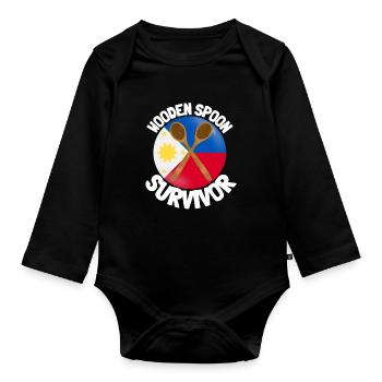 J’ai survécu à la cuillère de bois - Parenting - Body Bébé bio manches longues - noir - Devant
