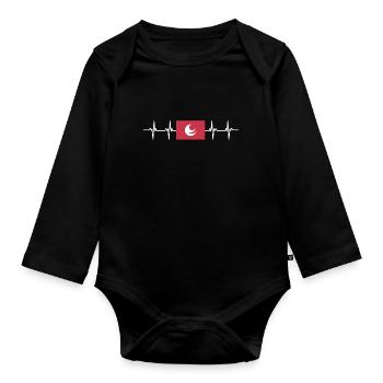 Japan Flag - Hiroshima - Organic Longsleeve Baby Bodysuit - black - Front