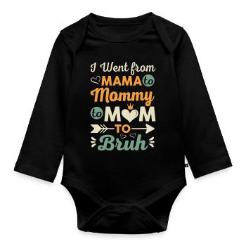Funny Mothers Day design I Went from Mama for wife - Body Bébé bio manches longues - noir - Devant