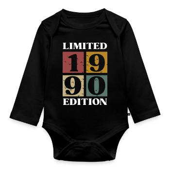 Vintage Cadeau 1990 Anniversaire Édition limitée - Body Bébé bio manches longues - noir - Devant