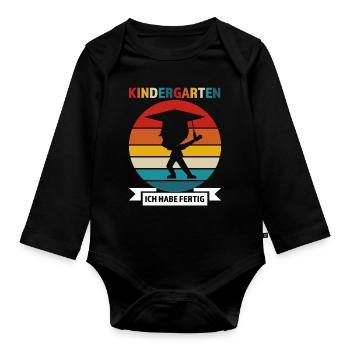 Kindergarten Abschluss KITA-Kind Geschenk - Baby Bio-Langarm-Body - Schwarz - Vorne