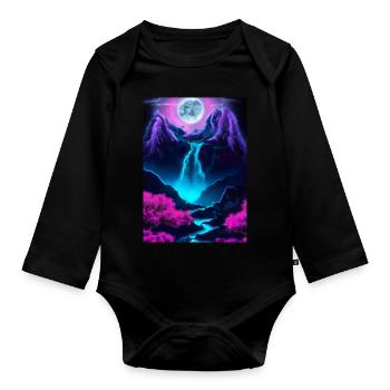 Mystischer Wasserfall - Baby Bio-Langarm-Body - Schwarz - Vorne