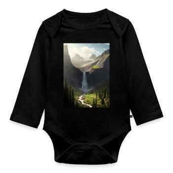 Wasserfall in der Natur - Baby Bio-Langarm-Body - Schwarz - Vorne