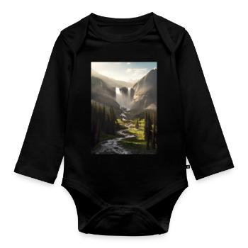 Wasserfall in der Natur - Baby Bio-Langarm-Body - Schwarz - Vorne
