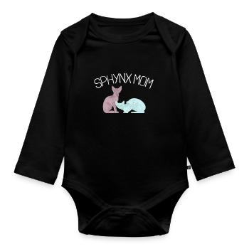 Sphynx Maman Chat Sans Poils Propriétaire de Chat - Body Bébé bio manches longues - noir - Devant