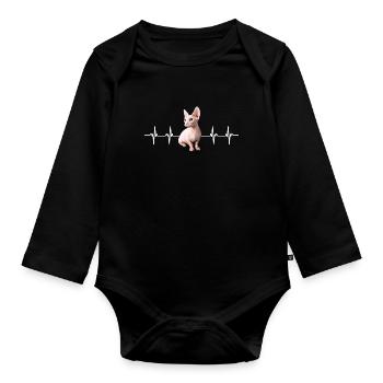 Sphynx Maman Chat Sans Poils Propriétaire de Chat - Body Bébé bio manches longues - noir - Devant