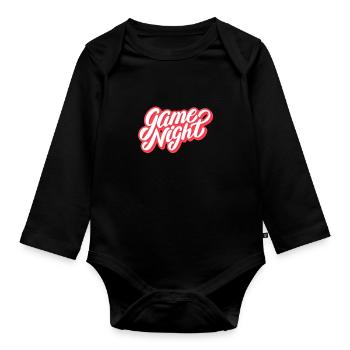 Game Night Host Question Game Night - Baby Bio-Langarm-Body - Schwarz - Vorne