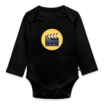 Vintage Film Clapper Director Musical Actor - Organic Longsleeve Baby Bodysuit - black - Front
