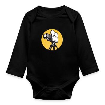 Vintage Film Clapper Director Musical Actor - Organic Longsleeve Baby Bodysuit - black - Front