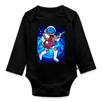 Astronaut spielt Gitarre - Baby Bio-Langarm-Body - Schwarz - Vorne
