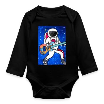 Astronaut spielt Gitarre - Baby Bio-Langarm-Body - Schwarz - Vorne