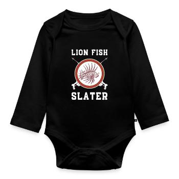 Lionfish Save The Reef Eat Lionfish Spearfishing - Baby Bio-Langarm-Body - Schwarz - Vorne