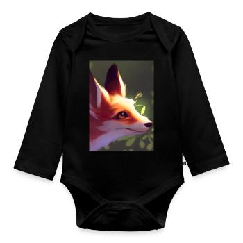 Niedliche Fuchs-Malerei - Baby Bio-Langarm-Body - Schwarz - Vorne