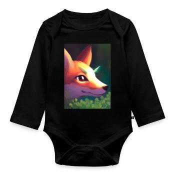 Niedliche Fuchs-Malerei - Baby Bio-Langarm-Body - Schwarz - Vorne