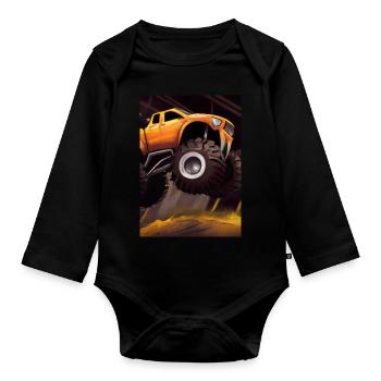 Monstertruck in der Arena - Baby Bio-Langarm-Body - Schwarz - Vorne