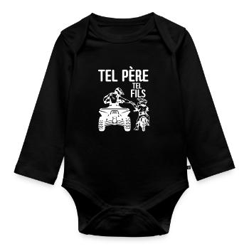 Tel Père Tel Fils Quad Antenne Cubique Moto - Baby Bio-Langarm-Body - Schwarz - Vorne