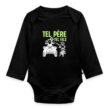 Tel Père Tel Fils Quad Antenne Cubique Moto - Baby Bio-Langarm-Body - Schwarz - Vorne