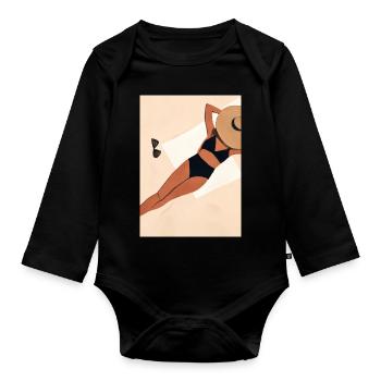 Frauen Sommerhut Bikini - Baby Bio-Langarm-Body - Schwarz - Vorne
