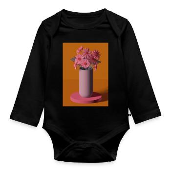 Fancy Blumen Vase - Baby Bio-Langarm-Body - Schwarz - Vorne