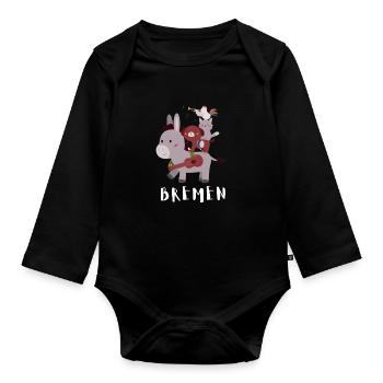 Bremen Town Musicians - Baby Bio-Langarm-Body - Schwarz - Vorne