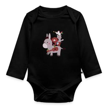 Bremen Town Musicians - Baby Bio-Langarm-Body - Schwarz - Vorne