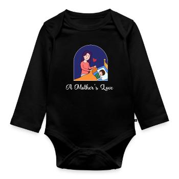 Mother's Day Love Design - Organic Longsleeve Baby Bodysuit - black - Front