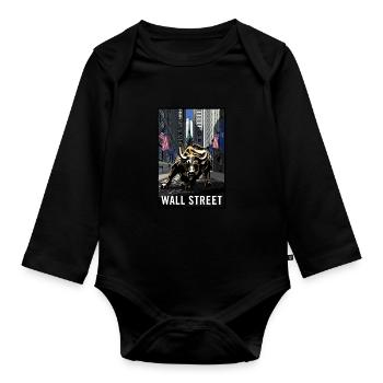 NY Stock Exchange Bull - Organic Longsleeve Baby Bodysuit - black - Front