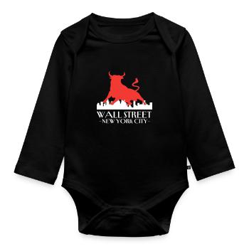 NY Stock Exchange Bull - Baby Bio-Langarm-Body - Schwarz - Vorne
