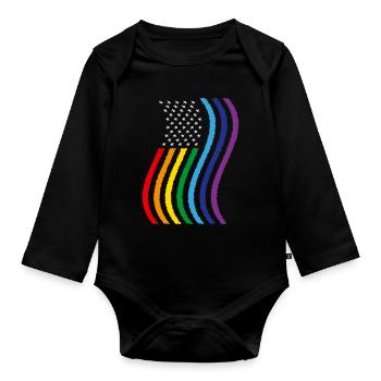 USA Rainbow Flag - Organic Longsleeve Baby Bodysuit - black - Front