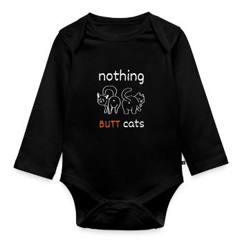 Cat Butthole - Organic Longsleeve Baby Bodysuit - black - Front