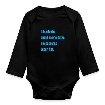 Für ein besseres Katzenleben arbeite ich! - Baby Bio-Langarm-Body - Schwarz - Vorne