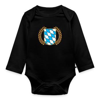 Free State of Bavaria Bavarian - Organic Longsleeve Baby Bodysuit - black - Front