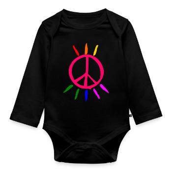 lgbt Peacezeichen - Baby Bio-Langarm-Body - Schwarz - Vorne
