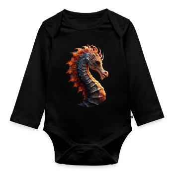 Seepferdchen - Baby Bio-Langarm-Body - Schwarz - Vorne
