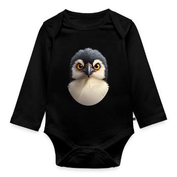 Penguin - Organic Longsleeve Baby Bodysuit - black - Front