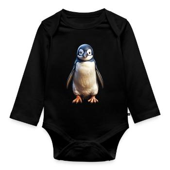 Penguin - Organic Longsleeve Baby Bodysuit - black - Front