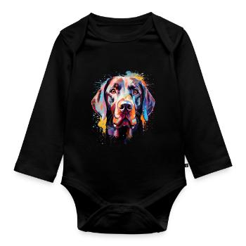 Labrador Colorful - Baby Bio-Langarm-Body - Schwarz - Vorne