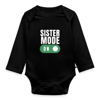 Siblings - Im the big sister bear - Organic Longsleeve Baby Bodysuit - black - Front
