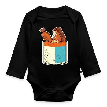 Grillparty Geschenk Fleisch Brusttasche Grillen - Baby Bio-Langarm-Body - Schwarz - Vorne