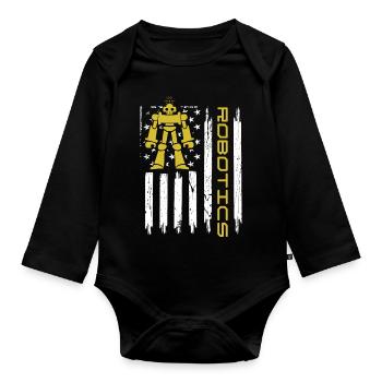 Robotics USA 4th Of July Droid Builder American Fl - Organic Longsleeve Baby Bodysuit - black - Front