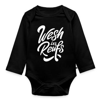 Wesh les reufs - Body Bébé bio manches longues - noir - Devant