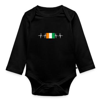 African Flag - Ivory Coast - Organic Longsleeve Baby Bodysuit - black - Front