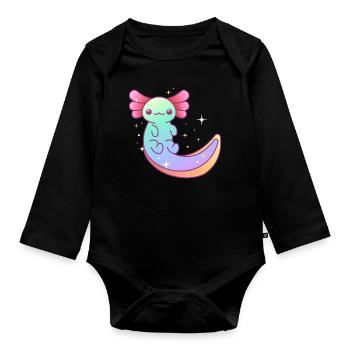 Axolotl Happy Design coloré pour les amateurs d’axolotl - Body Bébé bio manches longues - noir - Devant