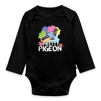 Joli design de pigeon pour les colombophiles - Body Bébé bio manches longues - noir - Devant