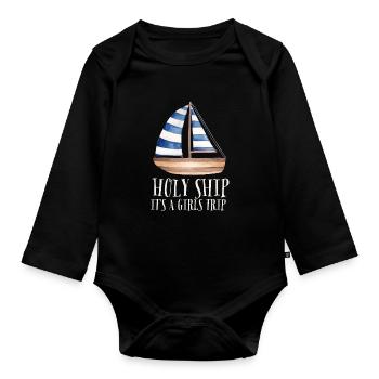 Cruise Vacation Family Trip - Holy Ship Girls Trip - Baby Bio-Langarm-Body - Schwarz - Vorne