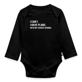 Chien, je ne peux pas. J’ai des projets. Avec mon Corgi - Body Bébé bio manches longues - noir - Devant