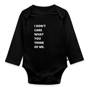 LGBTQ - I don't care what you think about me - Organic Longsleeve Baby Bodysuit - black - Front