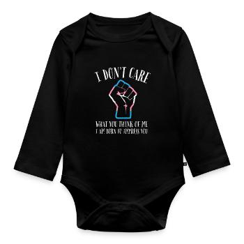 LGBTQ - I don't care what you think about me - Organic Longsleeve Baby Bodysuit - black - Front