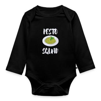 Italian Cuisine - Basil Pesto Is The Besto - Baby Bio-Langarm-Body - Schwarz - Vorne