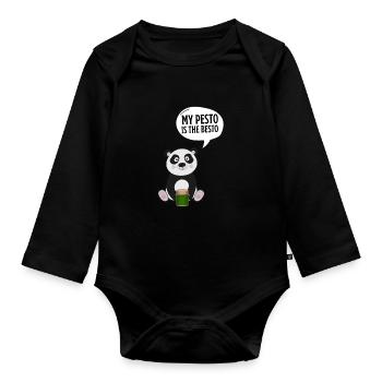 Italian Cuisine - Basil Pesto Is The Besto - Baby Bio-Langarm-Body - Schwarz - Vorne